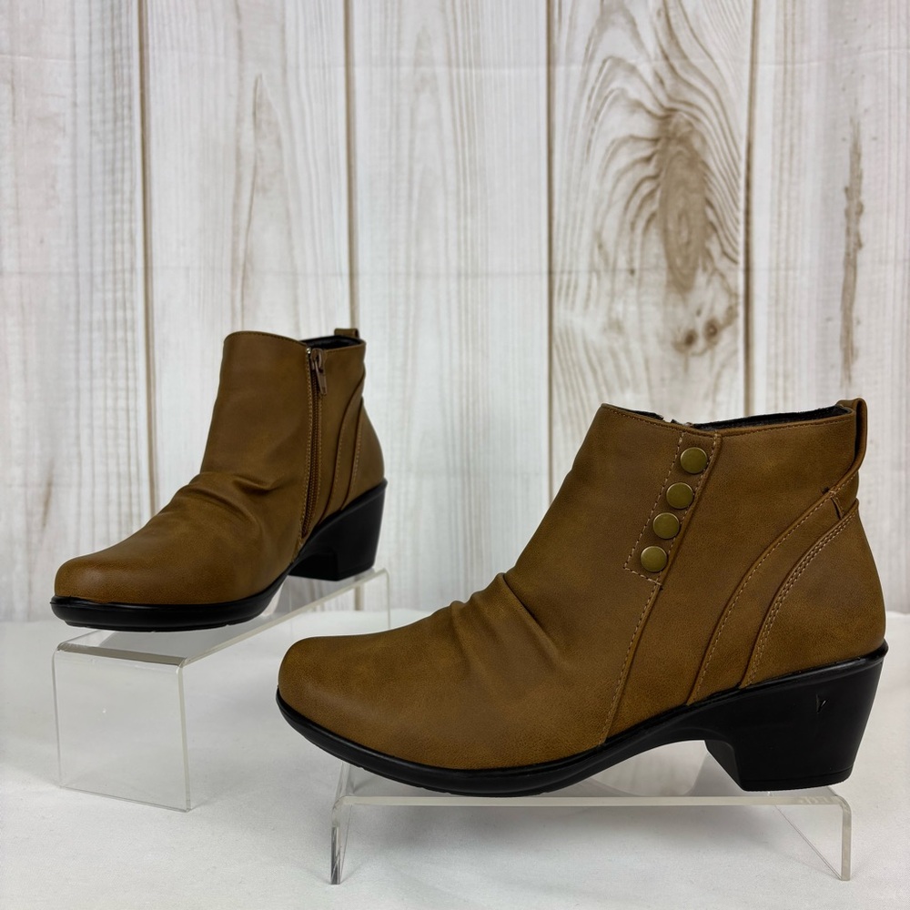 Aerocushion Barlow Ankle Boots Memory Foam Ruched Comfort Booties Brown Size 7